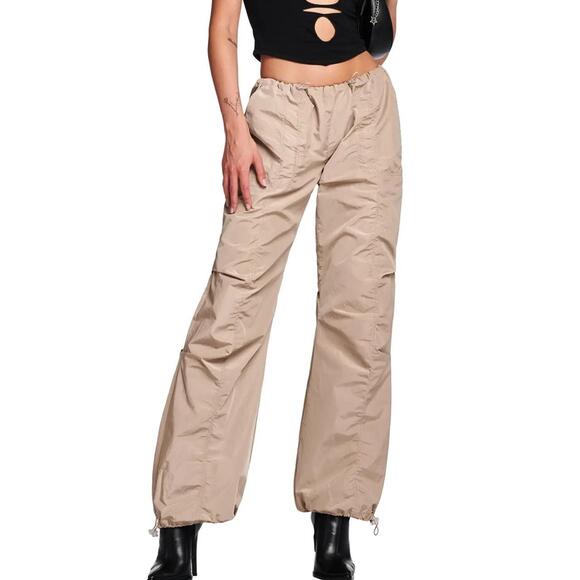 [I.AM.GIA] Tan Hester Pull-On Elastic Waist Low Rise Parachute Pants Sz Medium M - Picture 1 of 11